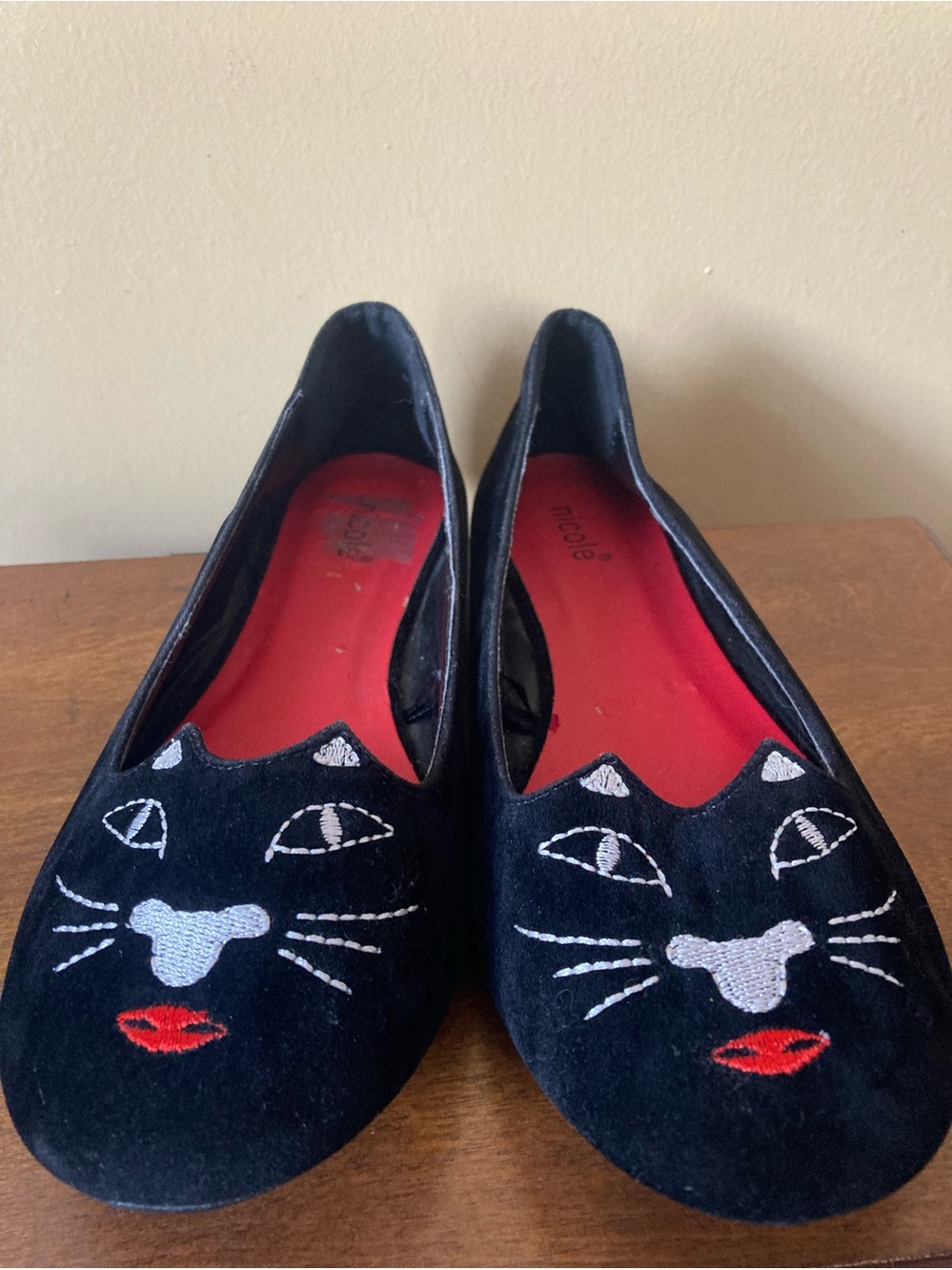 Nicole Black Velvet Cat Flats